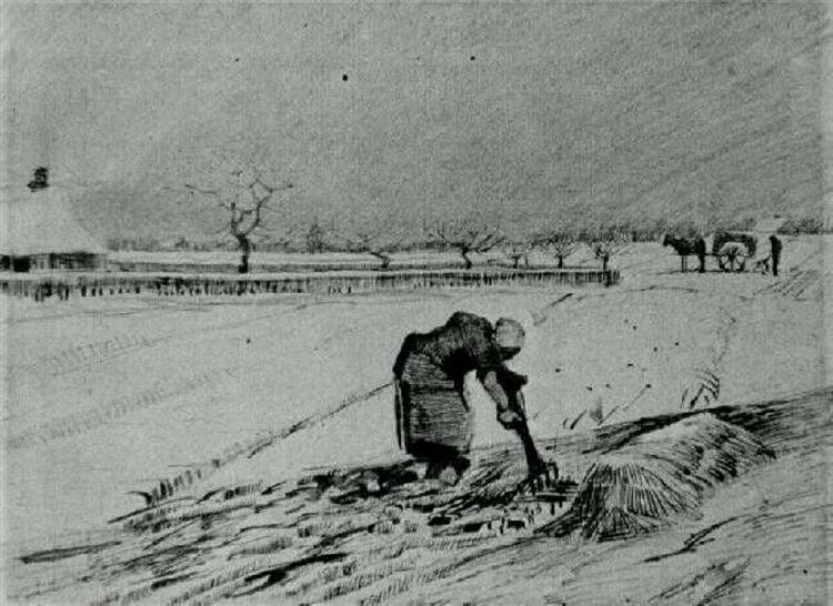 Snowy Landscape with Stooping Woman, 1883 - Vincent van Gogh