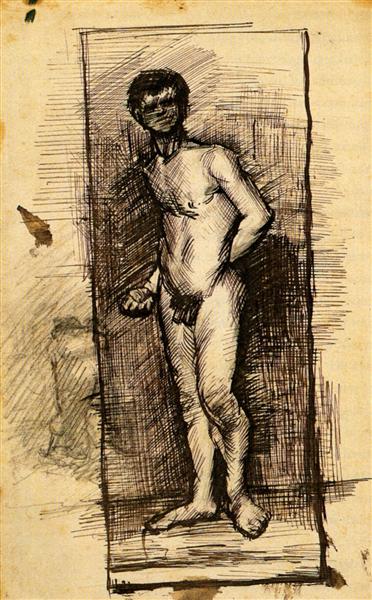 Standing Male Nude Seen from the Front, c.1886 - Винсент Ван Гог