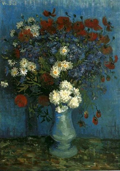 Still Life: Vase with Cornflowers and Poppies, 1887 - 梵谷