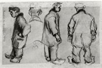 Studies of Three Peasants and a Head - Vincent van Gogh