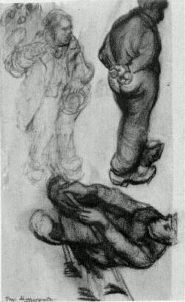 Study of Three Peasants, One Sitting, 1885 - Винсент Ван Гог