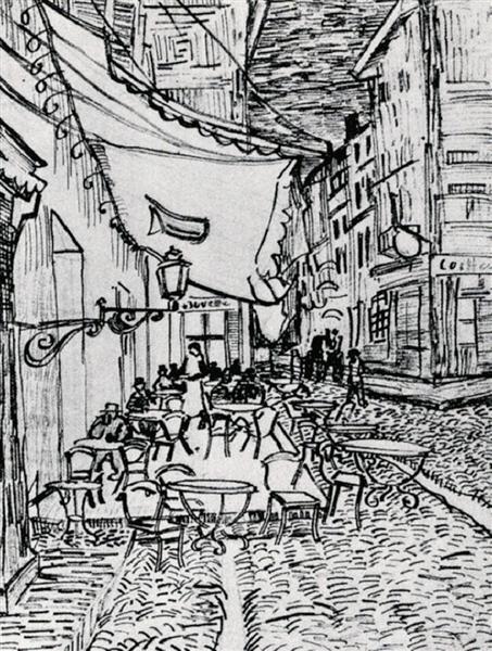The Cafe Terrace on the Place du Forum, Arles, at Night, 1888 - Винсент Ван Гог