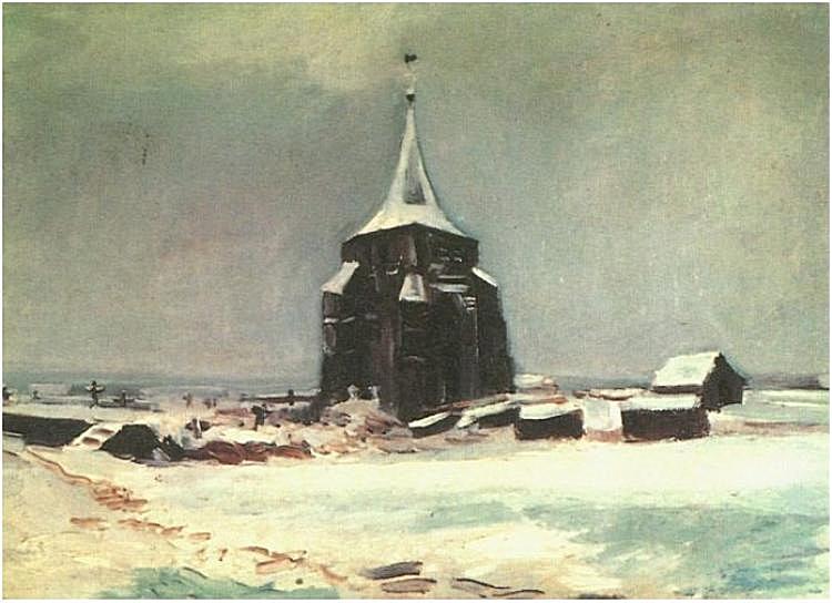 The Old Cemetery Tower at Nuenen in the Snow, 1885 - Винсент Ван Гог