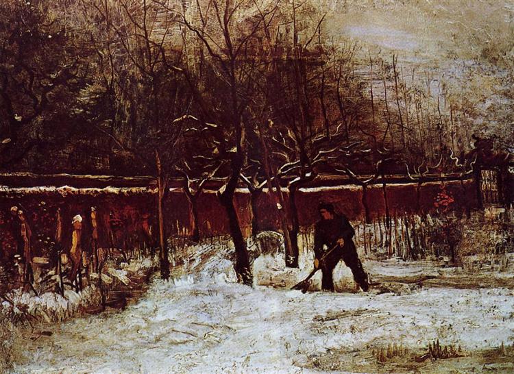 The Parsonage Garden at Nuenen in the Snow, 1885 - 梵谷