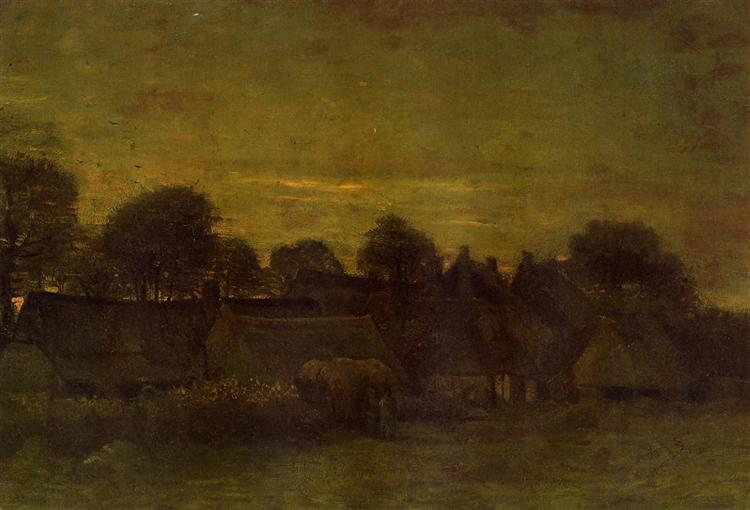Village at sunset, 1884 - 梵谷