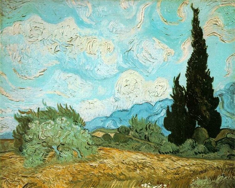 Пшеничне поле з кипарисами, 1889 - Вінсент Ван Гог