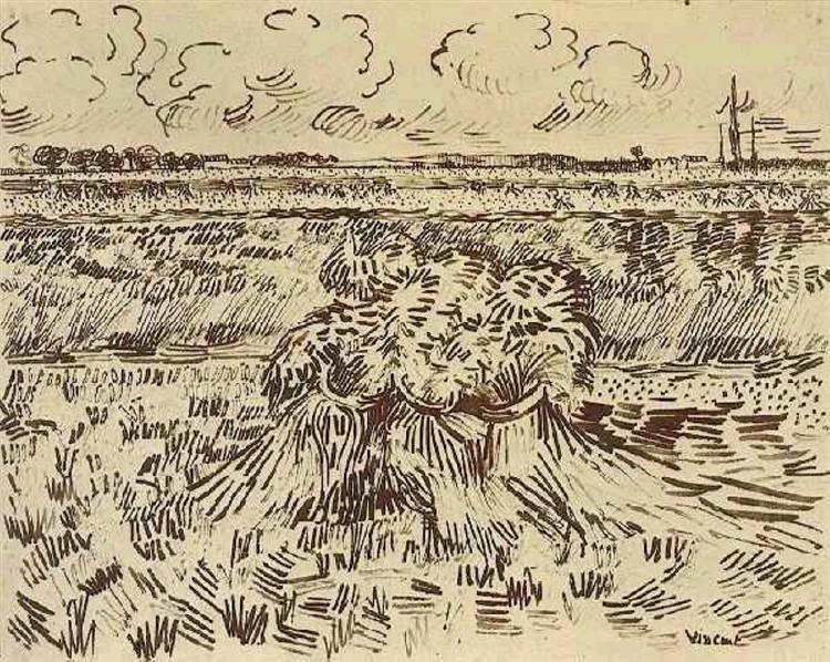 Wheat Field with Sheaves, 1888 - Винсент Ван Гог