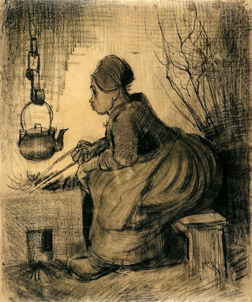 Woman by a Hearth, 1885 - 梵谷
