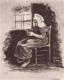 Woman Peeling Potatoes near a Window - Vincent van Gogh