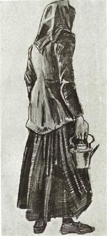 Woman with Kettle, Seen from the Back - Винсент Ван Гог