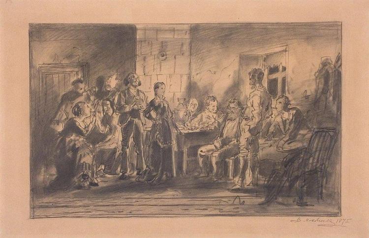 Uma festa, 1875 - Vladimir Makovsky