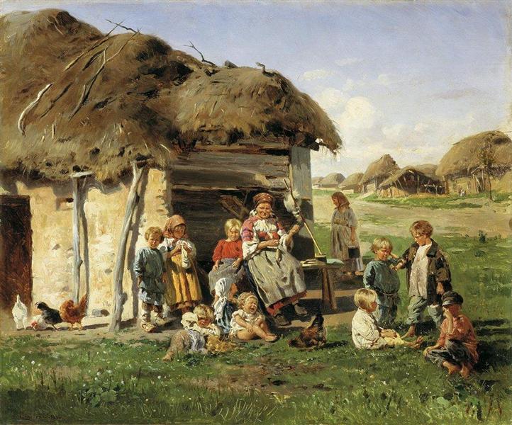 Peasant children, 1890 - Vladímir Makovski