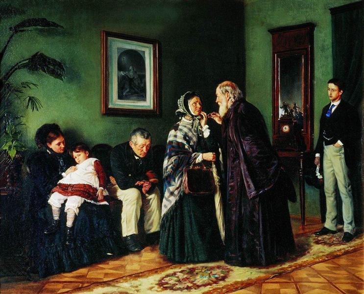 The Doctor's waiting room, 1870 - Володимир Маковський