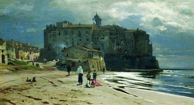 City on the seashore, c.1875 - Владимир Орловский