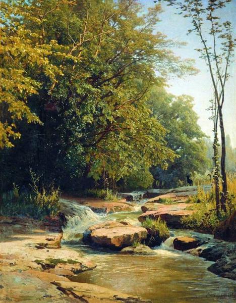 Landscape with mountain creek - Wolodymyr Orlowskyj