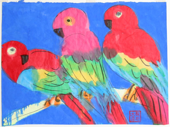 Three Parrots, 1981 - Walasse Ting