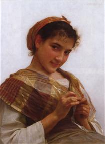 Portrait of a Young Girl Crocheting - William-Adolphe Bouguereau