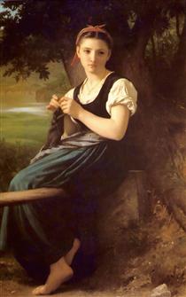 The Knitting Girl - Адольф Вільям Бугро