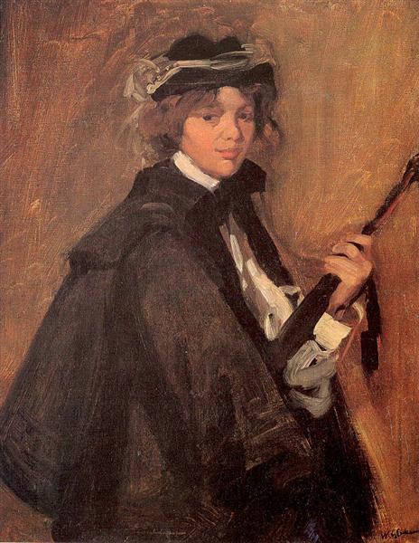 Girl in a Black Cape, 1897 - Уильям Джеймс Глакенс