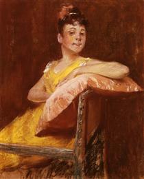 A Girl in Yellow (aka The Yellow Gown) - William Merritt Chase
