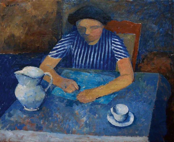 Girl at a Blue Table, 1938 - Уильям Скотт