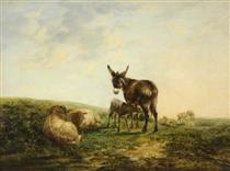 Donkey and Sheep - William Shayer
