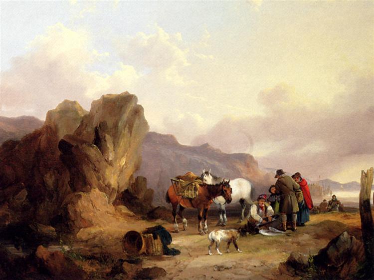 Fisherfolk Sorting The Catch, 1837 - William Shayer