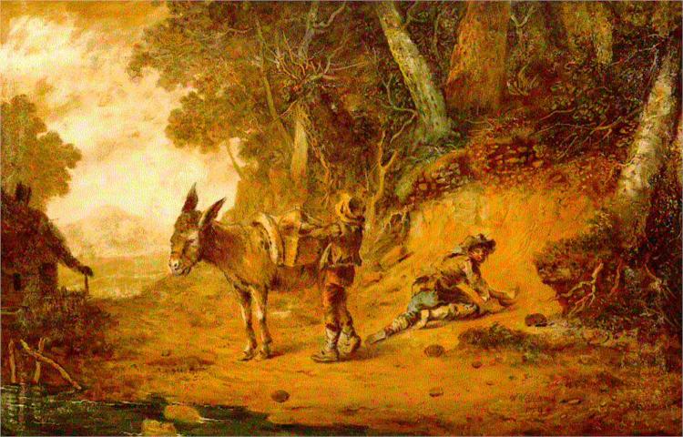 Wooded Landscape with Pack Mule - Уильям Уильямс