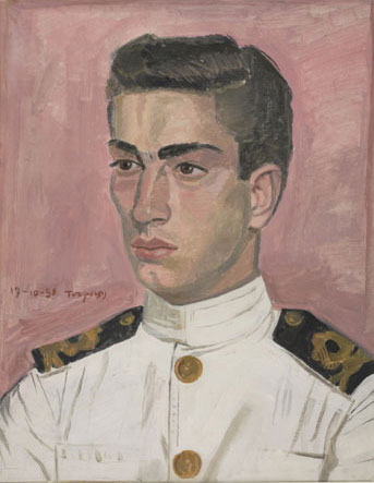 Officer  mariner on pink background, 1959 - Yannis Tsarouchis