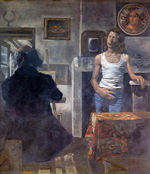 Self portrait of painter with his model - Giannis Tsarouchis