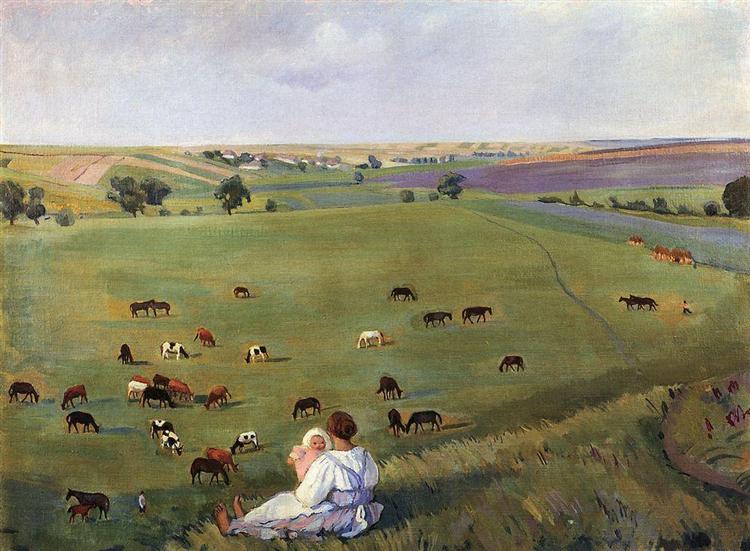 In the meadow, 1912 - Sinaida Jewgenjewna Serebrjakowa