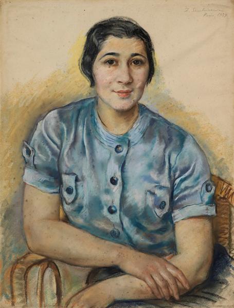 Woman in Blue, 1934 - Sinaida Jewgenjewna Serebrjakowa